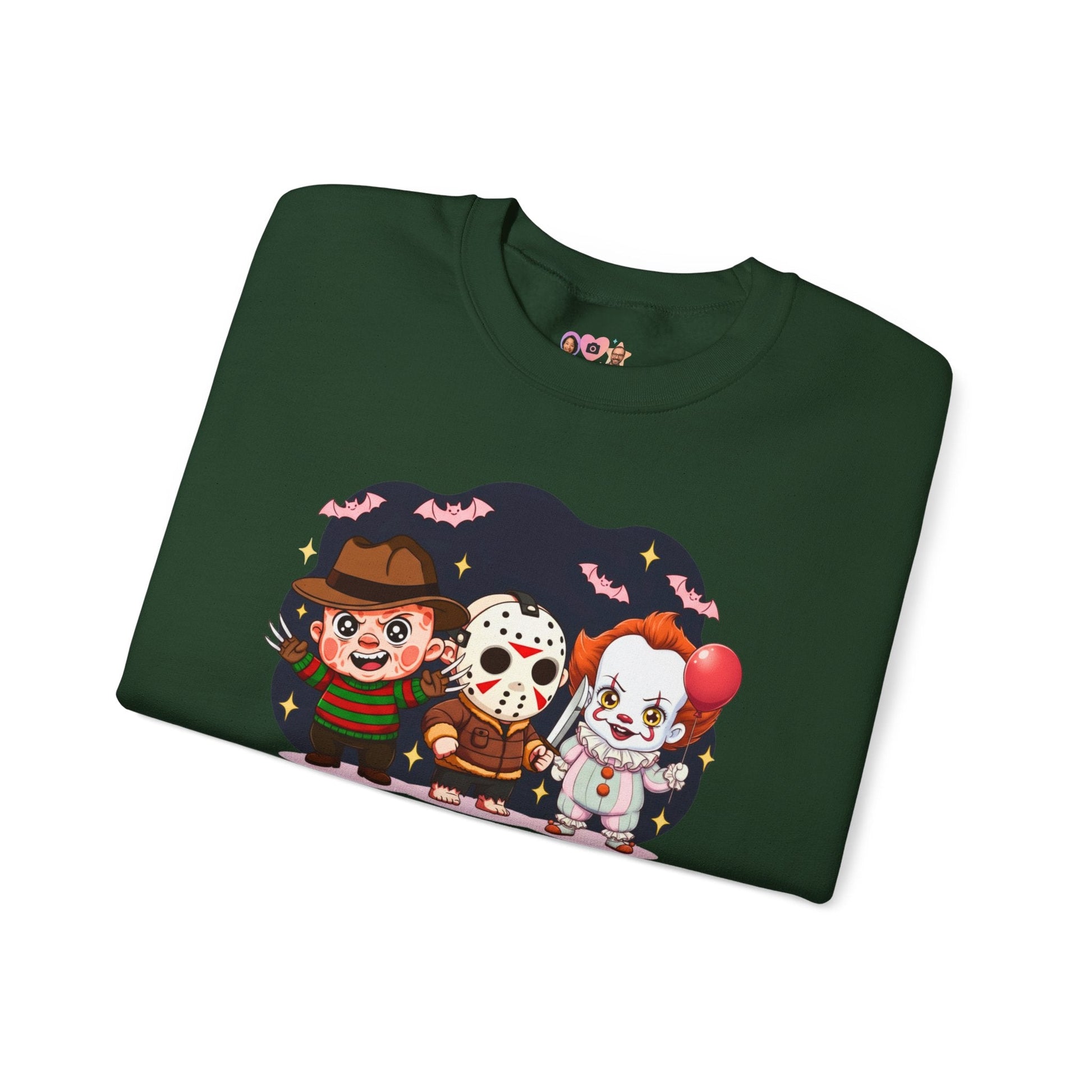 Nightmare Squad Halloween Sweatshirt | Funny Horror Characters Crewneck, Cozy Unisex Scary Movie Sweater Gift – Custom Sweatshirt by PixelCraft360, unique decoration for events and special gifts