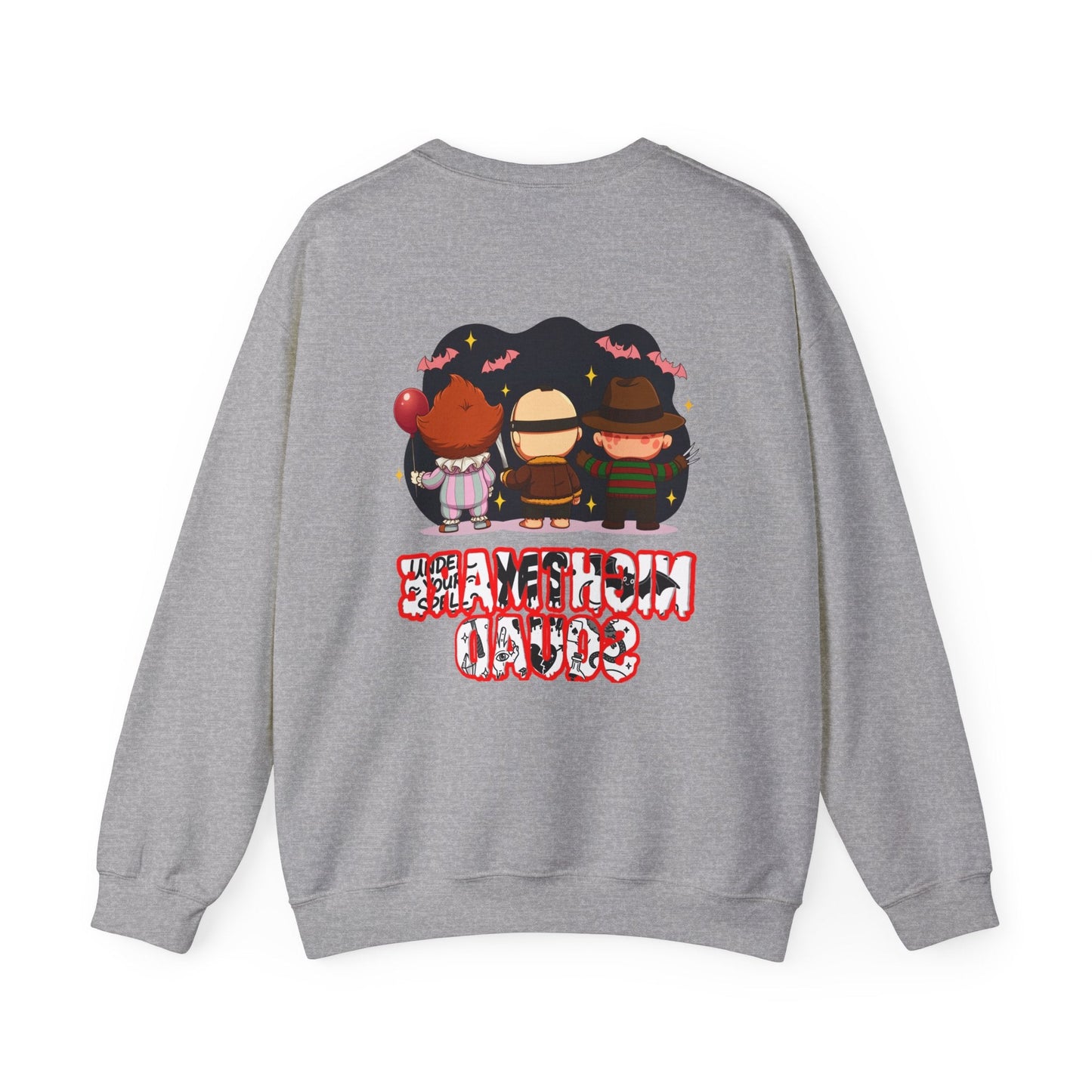 Nightmare Squad Halloween Sweatshirt | Funny Horror Characters Crewneck, Cozy Unisex Scary Movie Sweater Gift – Custom Sweatshirt by PixelCraft360, unique decoration for events and special gifts