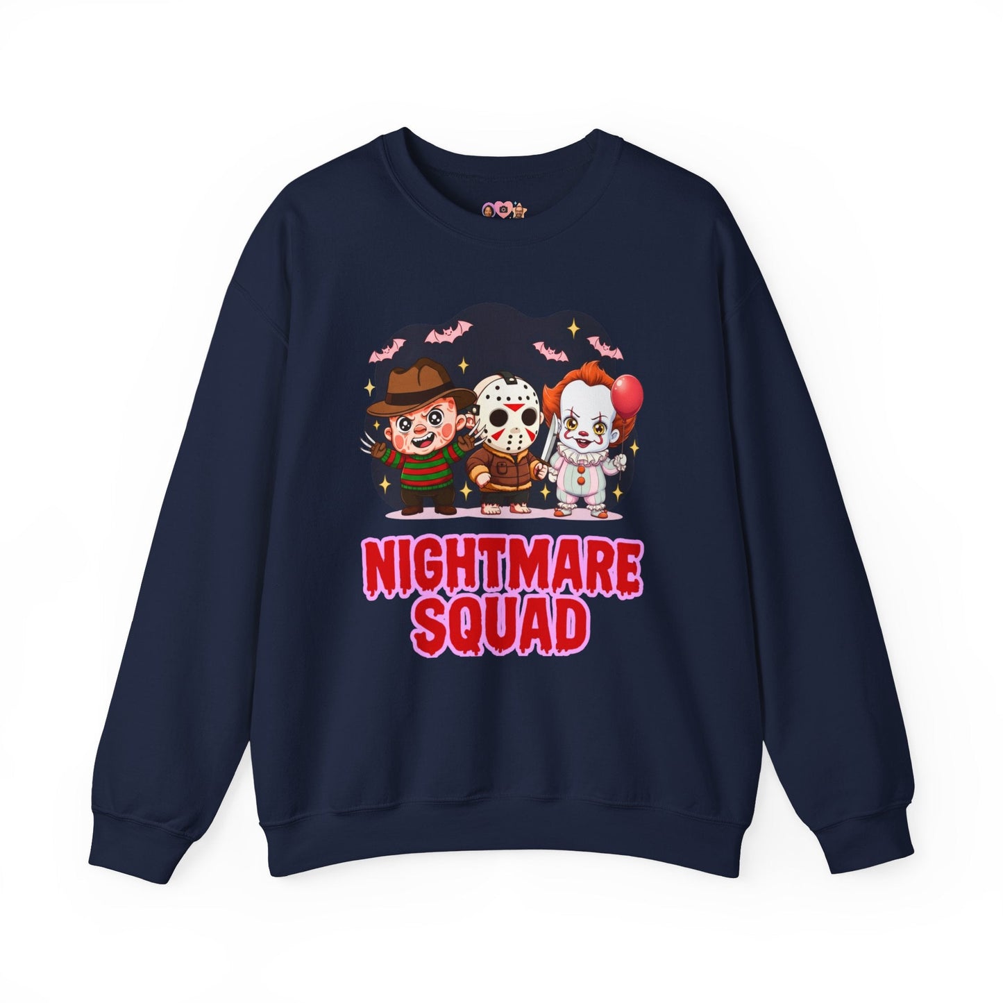 Nightmare Squad Halloween Sweatshirt | Funny Horror Characters Crewneck, Cozy Unisex Scary Movie Sweater Gift – Custom Sweatshirt by PixelCraft360, unique decoration for events and special gifts