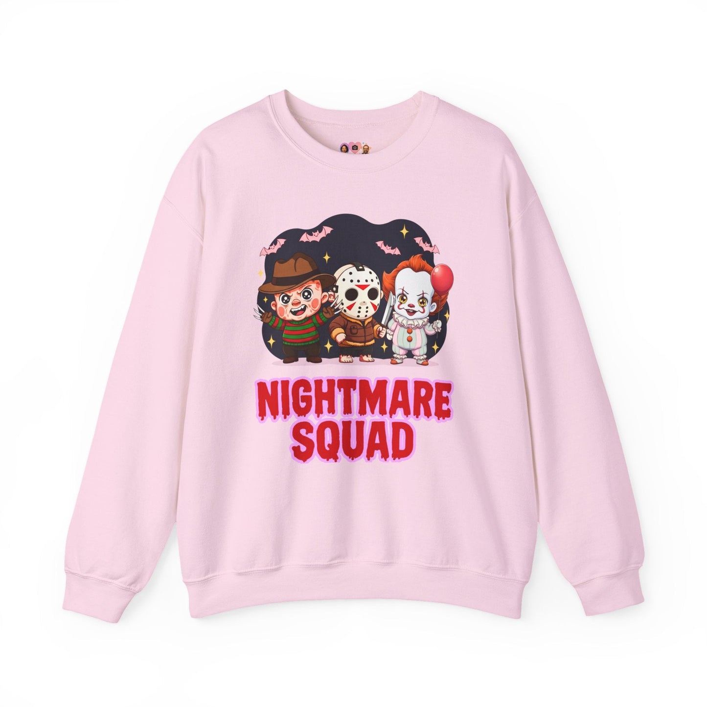 Nightmare Squad Halloween Sweatshirt | Funny Horror Characters Crewneck, Cozy Unisex Scary Movie Sweater Gift – Custom Sweatshirt by PixelCraft360, unique decoration for events and special gifts
