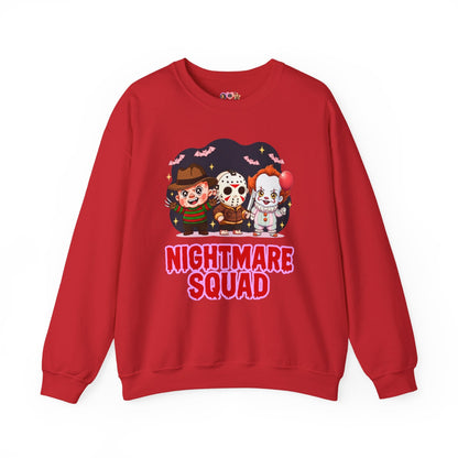 Nightmare Squad Halloween Sweatshirt | Funny Horror Characters Crewneck, Cozy Unisex Scary Movie Sweater Gift – Custom Sweatshirt by PixelCraft360, unique decoration for events and special gifts