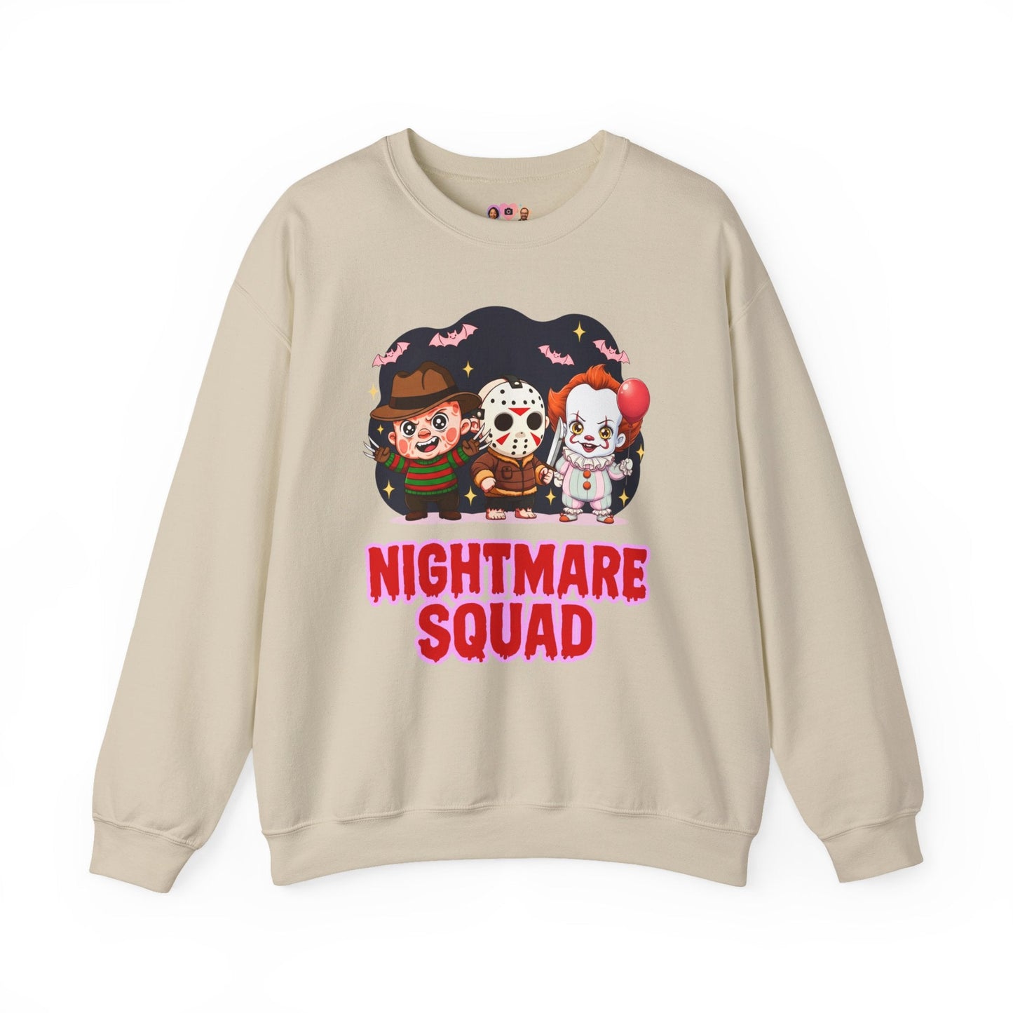 Nightmare Squad Halloween Sweatshirt | Funny Horror Characters Crewneck, Cozy Unisex Scary Movie Sweater Gift – Custom Sweatshirt by PixelCraft360, unique decoration for events and special gifts