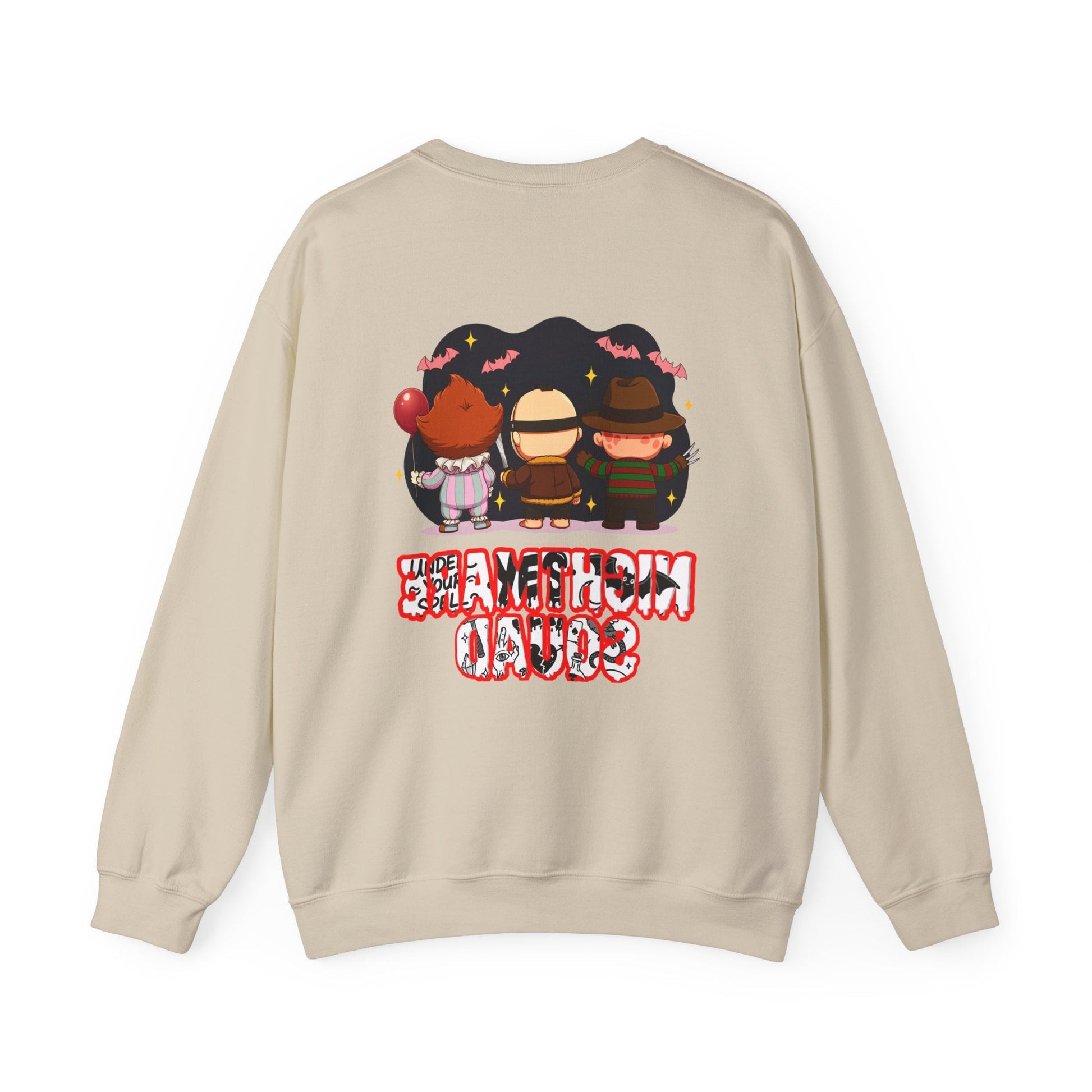 Nightmare Squad Halloween Sweatshirt | Funny Horror Characters Crewneck, Cozy Unisex Scary Movie Sweater Gift – Custom Sweatshirt by PixelCraft360, unique decoration for events and special gifts