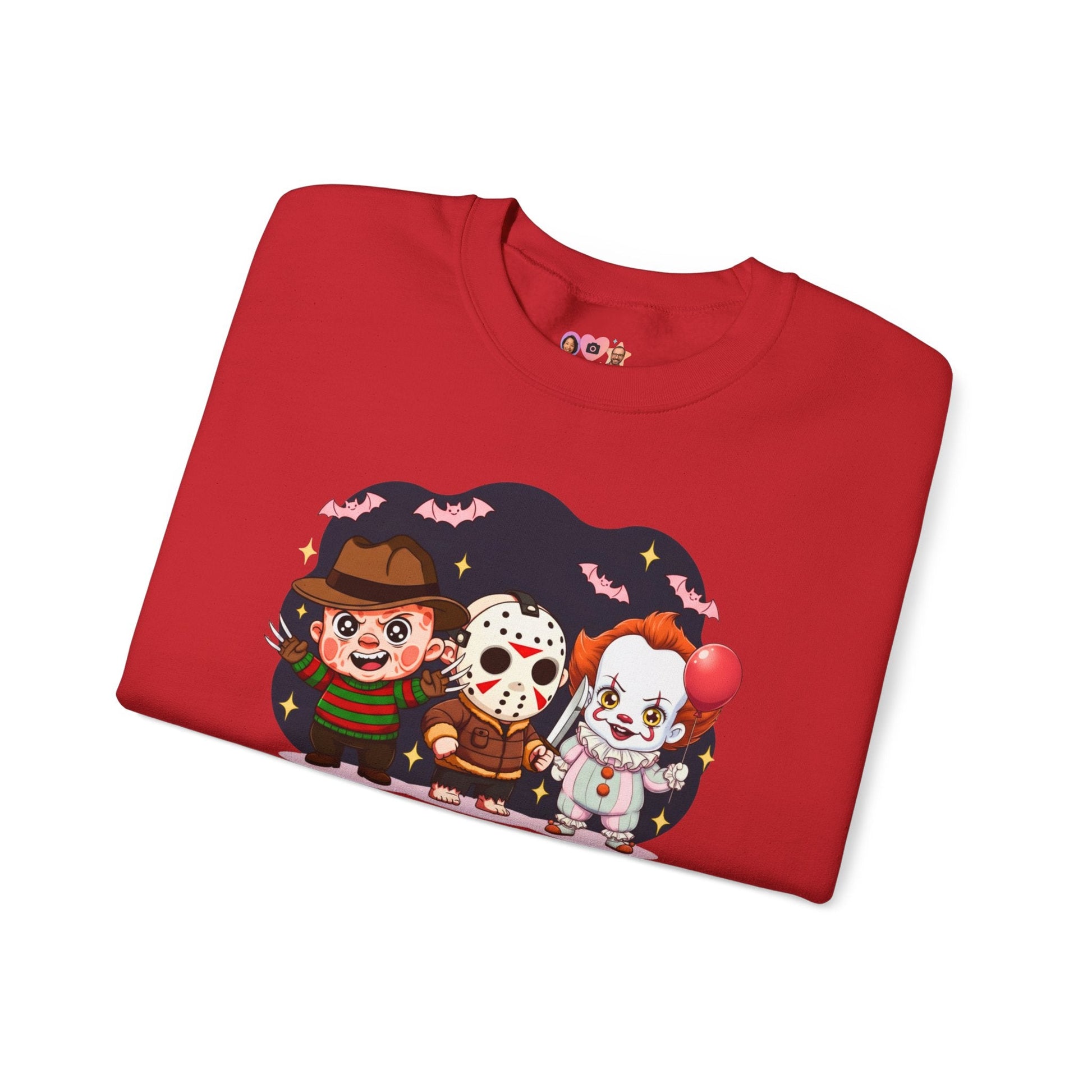 Nightmare Squad Halloween Sweatshirt | Funny Horror Characters Crewneck, Cozy Unisex Scary Movie Sweater Gift – Custom Sweatshirt by PixelCraft360, unique decoration for events and special gifts