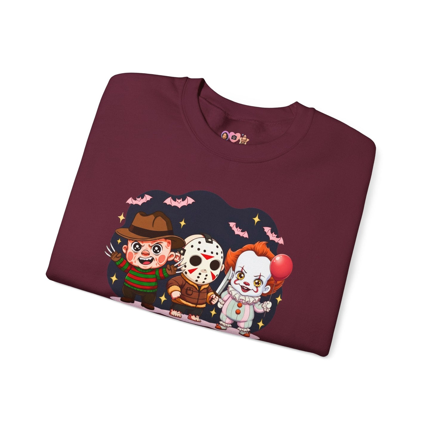 Nightmare Squad Halloween Sweatshirt | Funny Horror Characters Crewneck, Cozy Unisex Scary Movie Sweater Gift – Custom Sweatshirt by PixelCraft360, unique decoration for events and special gifts