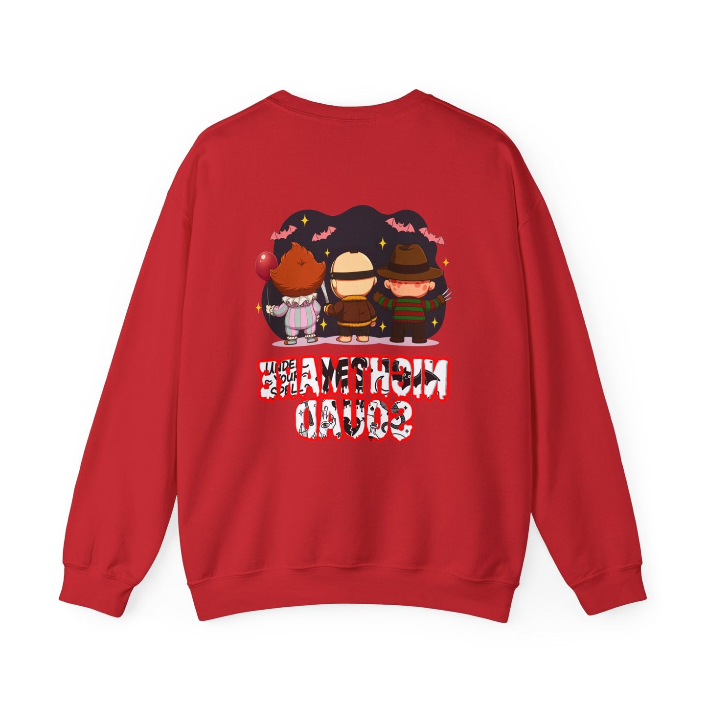 Nightmare Squad Halloween Sweatshirt | Funny Horror Characters Crewneck, Cozy Unisex Scary Movie Sweater Gift – Custom Sweatshirt by PixelCraft360, unique decoration for events and special gifts