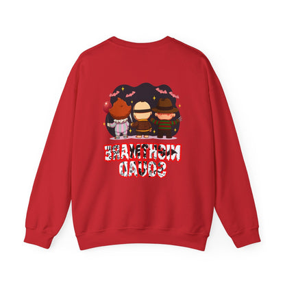 Nightmare Squad Halloween Sweatshirt | Funny Horror Characters Crewneck, Cozy Unisex Scary Movie Sweater Gift – Custom Sweatshirt by PixelCraft360, unique decoration for events and special gifts