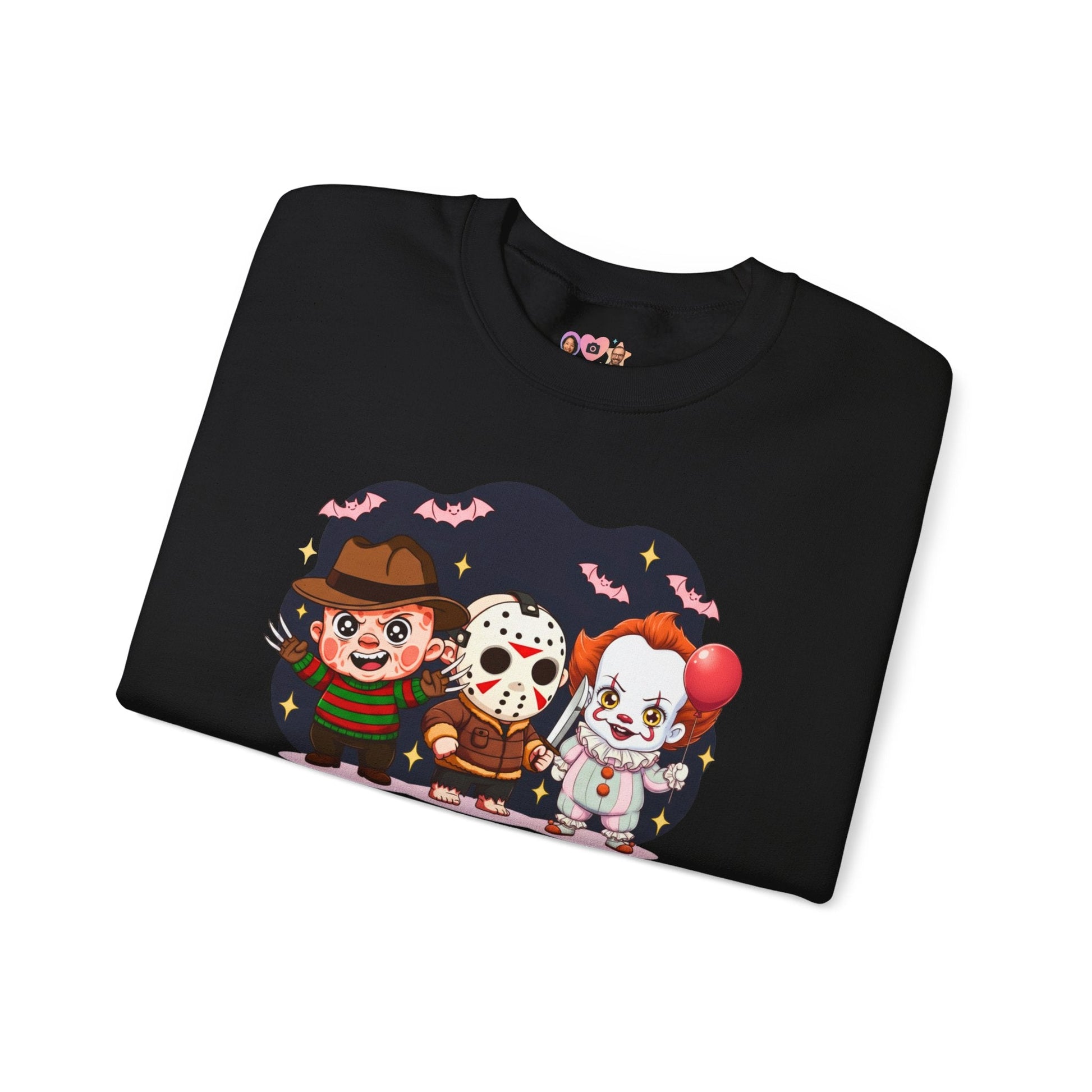 Nightmare Squad Halloween Sweatshirt | Funny Horror Characters Crewneck, Cozy Unisex Scary Movie Sweater Gift – Custom Sweatshirt by PixelCraft360, unique decoration for events and special gifts