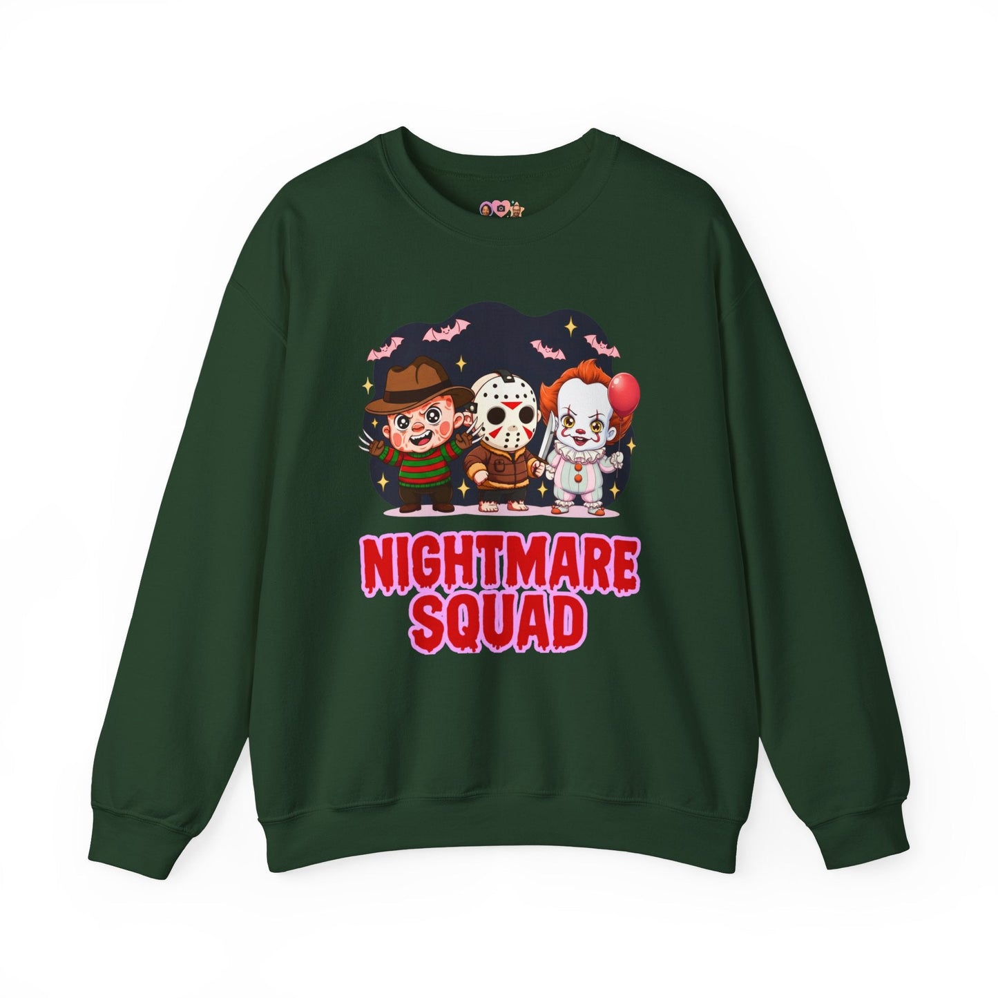 Nightmare Squad Halloween Sweatshirt | Funny Horror Characters Crewneck, Cozy Unisex Scary Movie Sweater Gift – Custom Sweatshirt by PixelCraft360, unique decoration for events and special gifts