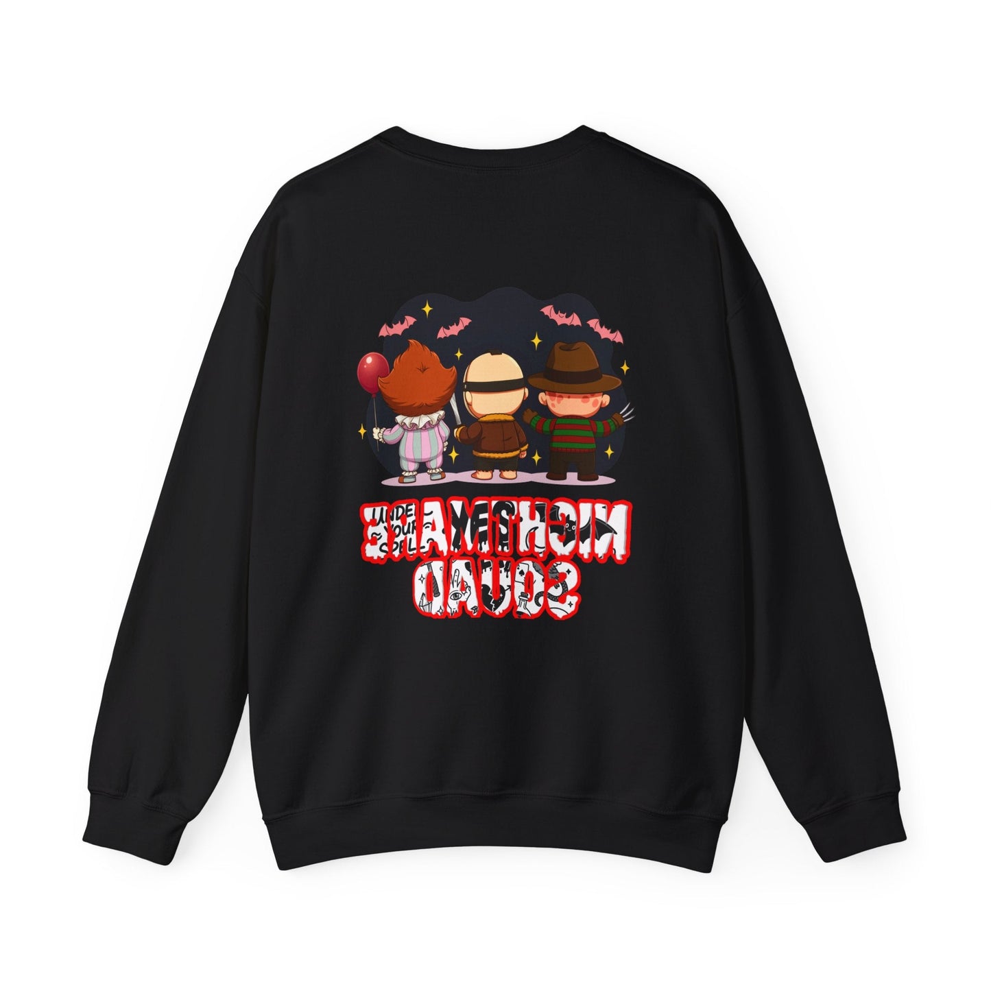 Nightmare Squad Halloween Sweatshirt | Funny Horror Characters Crewneck, Cozy Unisex Scary Movie Sweater Gift – Custom Sweatshirt by PixelCraft360, unique decoration for events and special gifts
