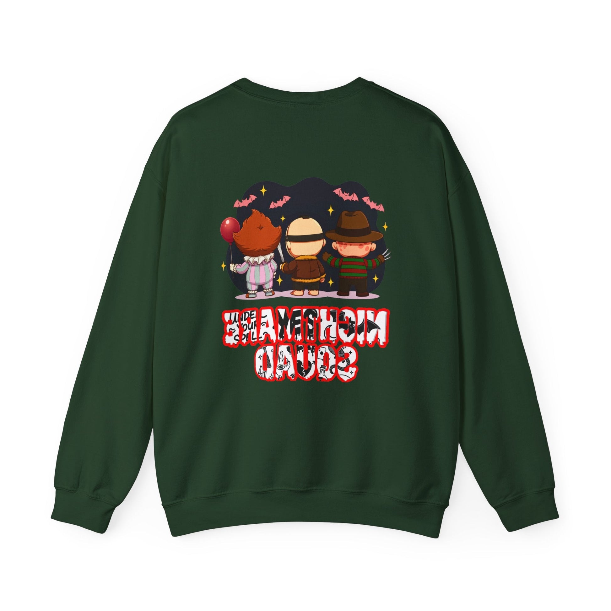 Nightmare Squad Halloween Sweatshirt | Funny Horror Characters Crewneck, Cozy Unisex Scary Movie Sweater Gift – Custom Sweatshirt by PixelCraft360, unique decoration for events and special gifts