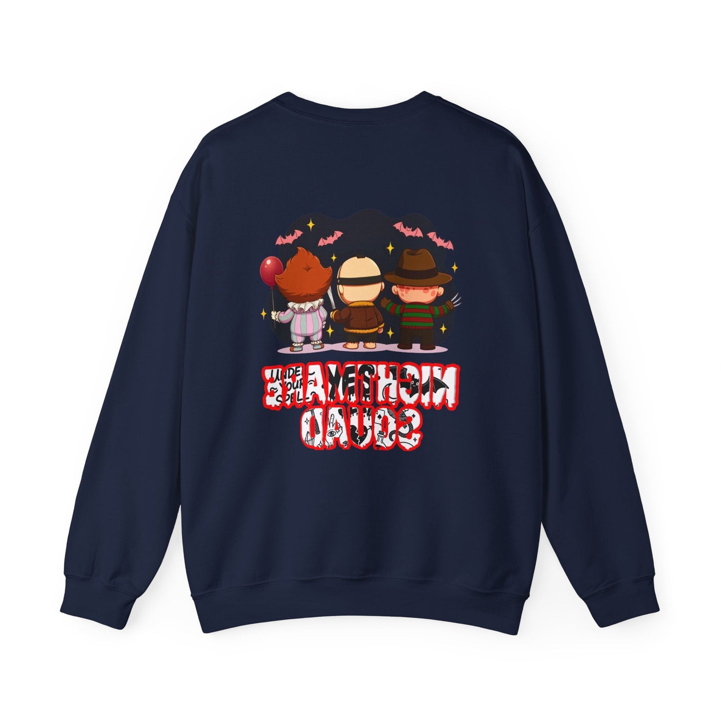 Nightmare Squad Halloween Sweatshirt | Funny Horror Characters Crewneck, Cozy Unisex Scary Movie Sweater Gift – Custom Sweatshirt by PixelCraft360, unique decoration for events and special gifts