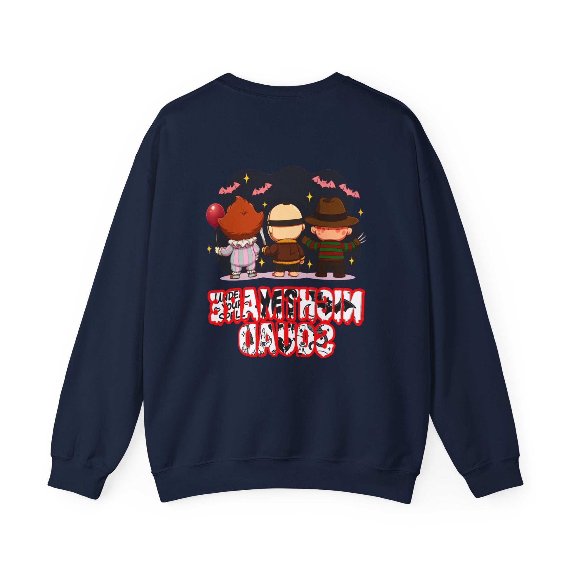 Nightmare Squad Halloween Sweatshirt | Funny Horror Characters Crewneck, Cozy Unisex Scary Movie Sweater Gift – Custom Sweatshirt by PixelCraft360, unique decoration for events and special gifts