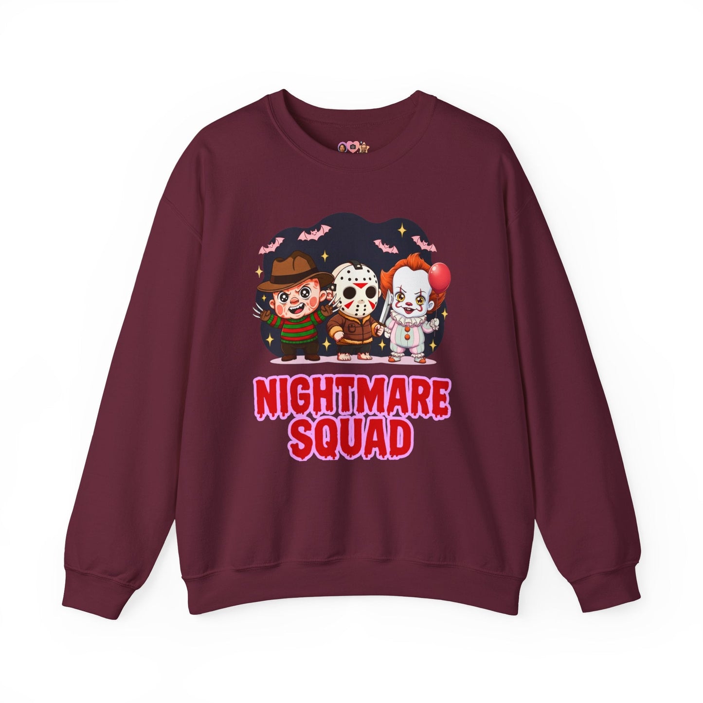 Nightmare Squad Halloween Sweatshirt | Funny Horror Characters Crewneck, Cozy Unisex Scary Movie Sweater Gift – Custom Sweatshirt by PixelCraft360, unique decoration for events and special gifts