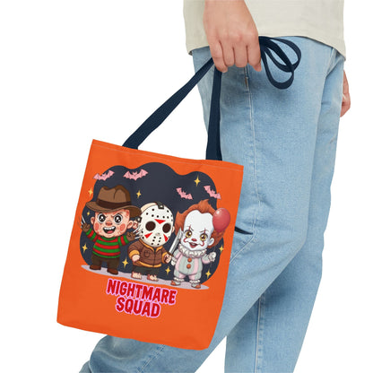 Nightmare Squad Halloween Tote Bag, Spooktacular Gift, Horror Movie Lovers, Trick or Treat, Party Favor – Custom Bags by PixelCraft360, unique decoration for events and special gifts