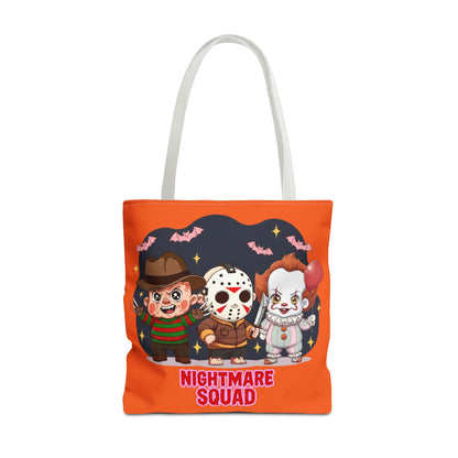 Nightmare Squad Halloween Tote Bag, Spooktacular Gift, Horror Movie Lovers, Trick or Treat, Party Favor – Custom Bags by PixelCraft360, unique decoration for events and special gifts