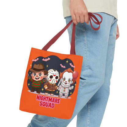 Nightmare Squad Halloween Tote Bag, Spooktacular Gift, Horror Movie Lovers, Trick or Treat, Party Favor – Custom Bags by PixelCraft360, unique decoration for events and special gifts