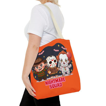 Nightmare Squad Halloween Tote Bag, Spooktacular Gift, Horror Movie Lovers, Trick or Treat, Party Favor – Custom Bags by PixelCraft360, unique decoration for events and special gifts
