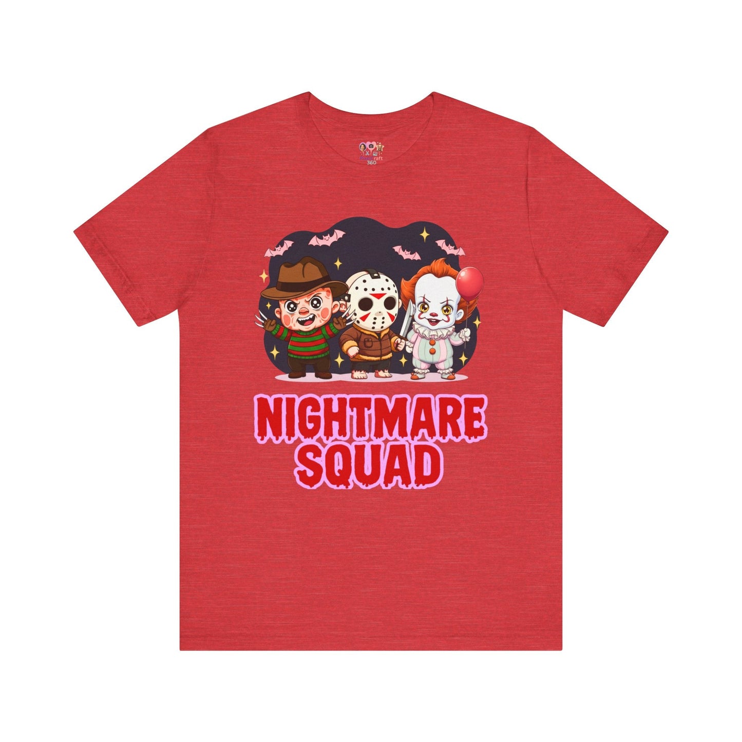 Nightmare Squad Spooky Trio Unisex T‑Shirt | Cute Halloween Graphic Tee | Soft Cotton Front & Back Print – Custom T-Shirt by PixelCraft360, unique decoration for events and special gifts