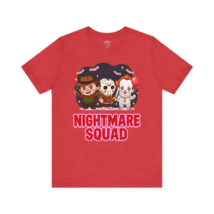 Nightmare Squad Spooky Trio Unisex T‑Shirt | Cute Halloween Graphic Tee | Soft Cotton Front & Back Print – Custom T-Shirt by PixelCraft360, unique decoration for events and special gifts