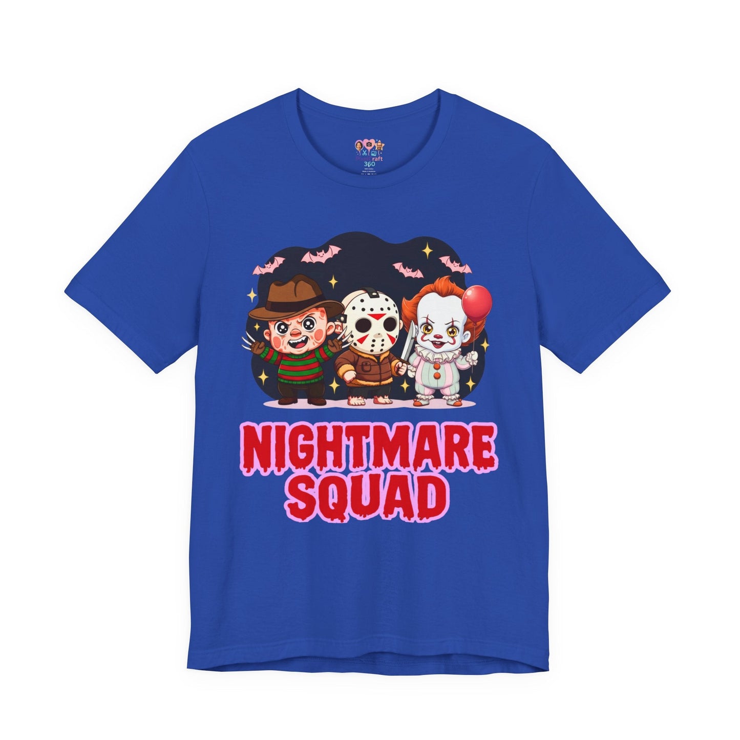 Nightmare Squad Spooky Trio Unisex T‑Shirt | Cute Halloween Graphic Tee | Soft Cotton Front & Back Print – Custom T-Shirt by PixelCraft360, unique decoration for events and special gifts