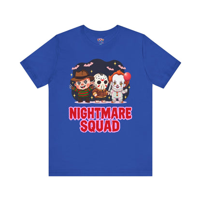 Nightmare Squad Spooky Trio Unisex T‑Shirt | Cute Halloween Graphic Tee | Soft Cotton Front & Back Print – Custom T-Shirt by PixelCraft360, unique decoration for events and special gifts
