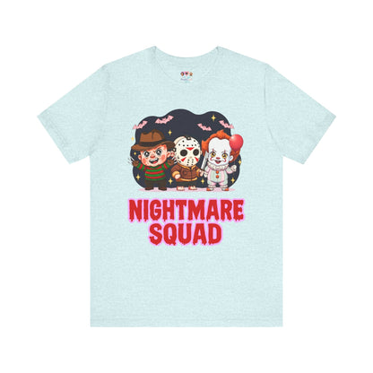 Nightmare Squad Spooky Trio Unisex T‑Shirt | Cute Halloween Graphic Tee | Soft Cotton Front & Back Print – Custom T-Shirt by PixelCraft360, unique decoration for events and special gifts