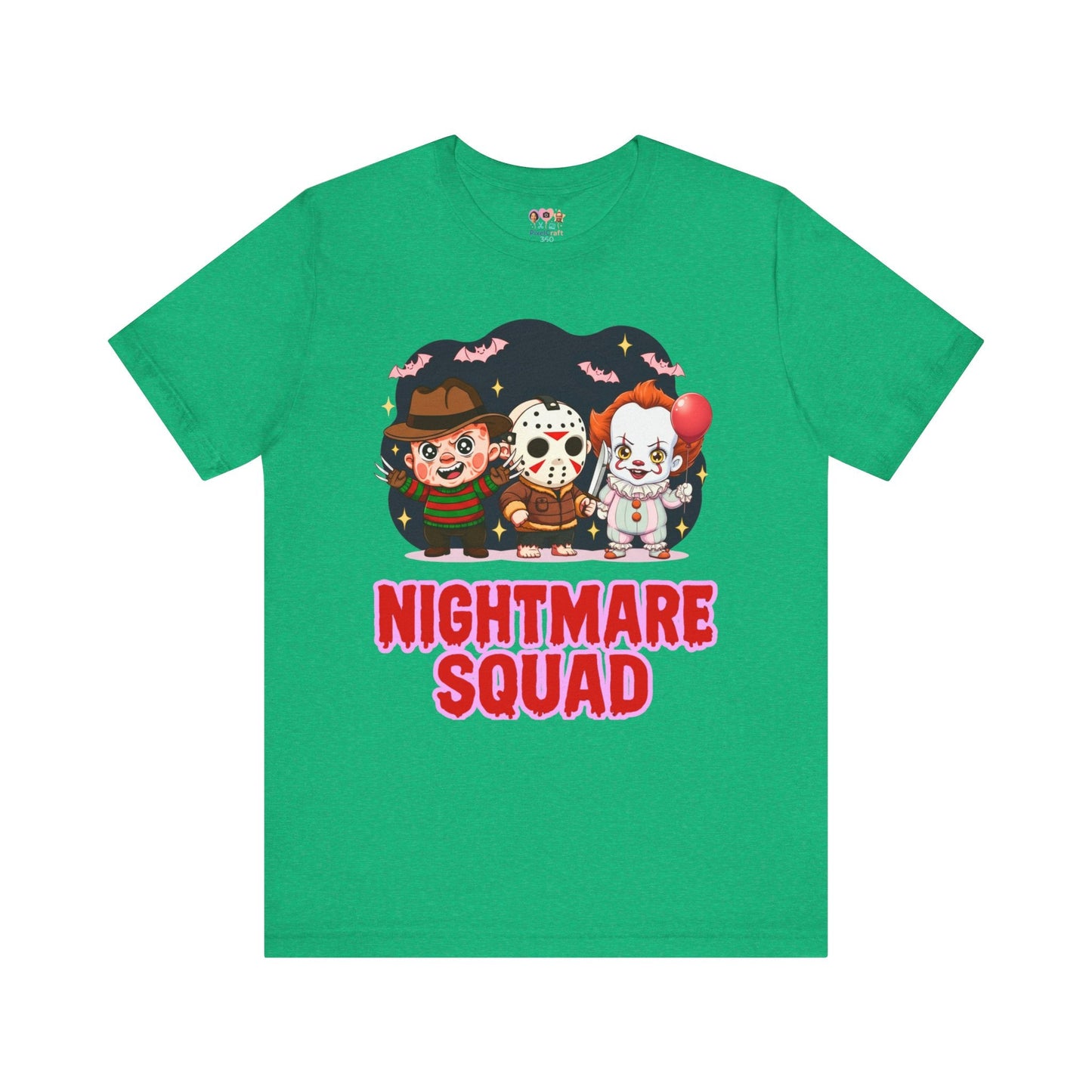 Nightmare Squad Spooky Trio Unisex T‑Shirt | Cute Halloween Graphic Tee | Soft Cotton Front & Back Print – Custom T-Shirt by PixelCraft360, unique decoration for events and special gifts
