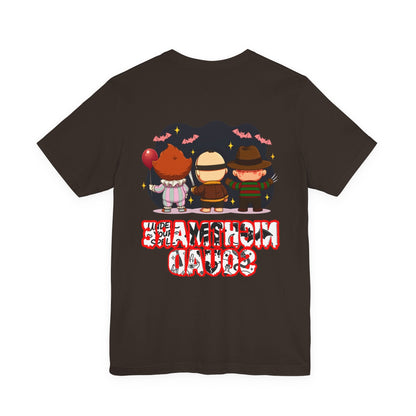 Nightmare Squad Spooky Trio Unisex T‑Shirt | Cute Halloween Graphic Tee | Soft Cotton Front & Back Print – Custom T-Shirt by PixelCraft360, unique decoration for events and special gifts
