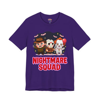Nightmare Squad Spooky Trio Unisex T‑Shirt | Cute Halloween Graphic Tee | Soft Cotton Front & Back Print – Custom T-Shirt by PixelCraft360, unique decoration for events and special gifts