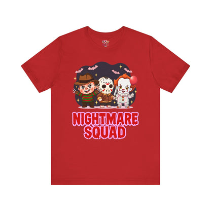 Nightmare Squad Spooky Trio Unisex T‑Shirt | Cute Halloween Graphic Tee | Soft Cotton Front & Back Print – Custom T-Shirt by PixelCraft360, unique decoration for events and special gifts