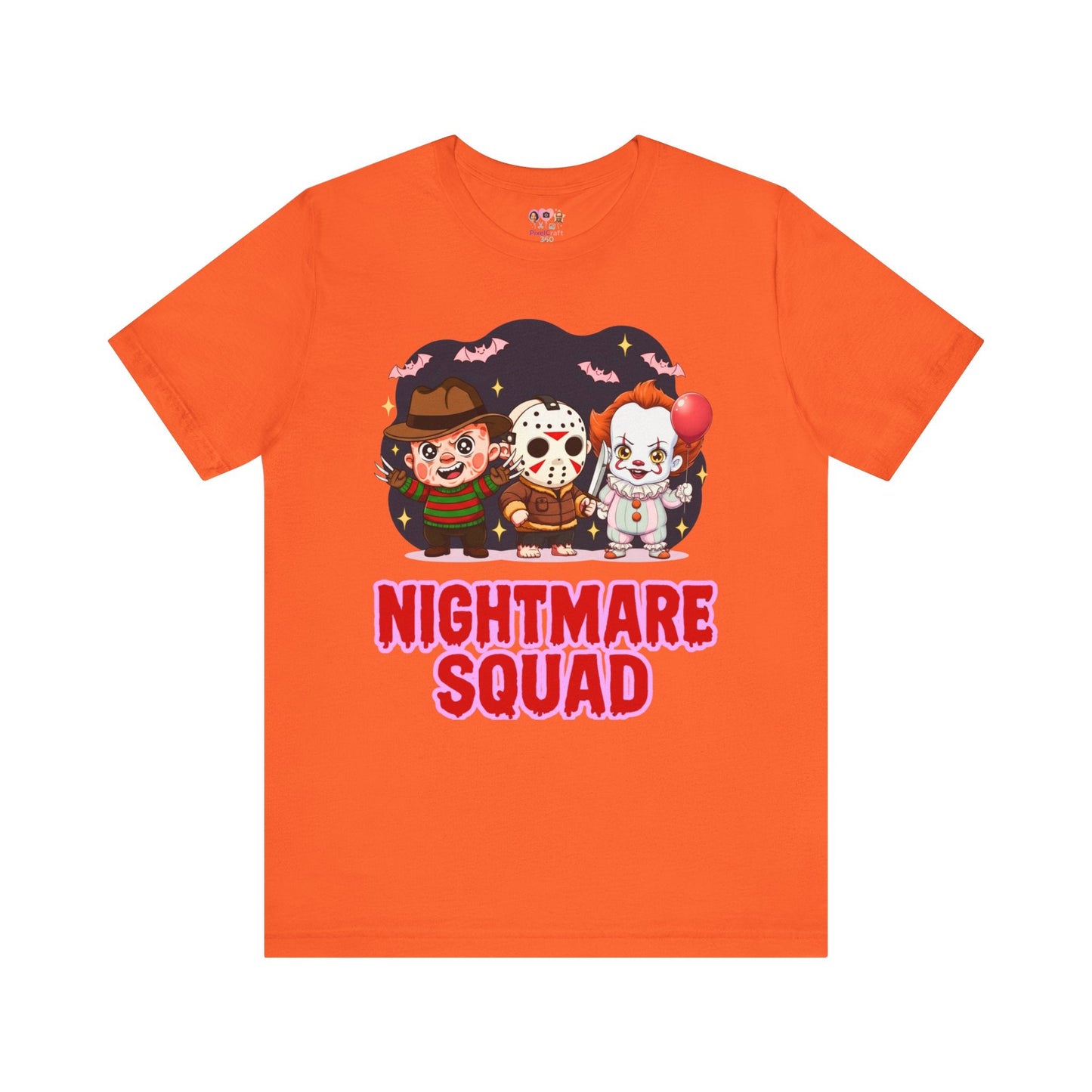 Nightmare Squad Spooky Trio Unisex T‑Shirt | Cute Halloween Graphic Tee | Soft Cotton Front & Back Print – Custom T-Shirt by PixelCraft360, unique decoration for events and special gifts