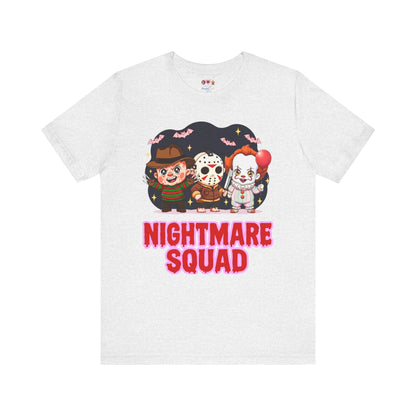 Nightmare Squad Spooky Trio Unisex T‑Shirt | Cute Halloween Graphic Tee | Soft Cotton Front & Back Print – Custom T-Shirt by PixelCraft360, unique decoration for events and special gifts