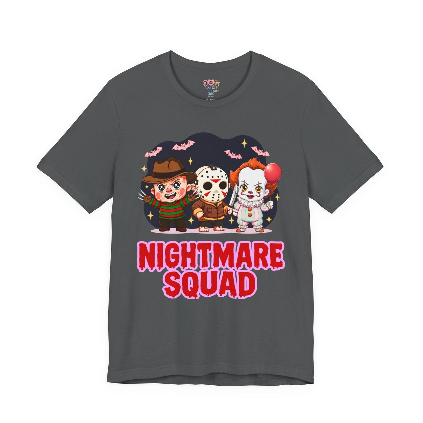 Nightmare Squad Spooky Trio Unisex T‑Shirt | Cute Halloween Graphic Tee | Soft Cotton Front & Back Print – Custom T-Shirt by PixelCraft360, unique decoration for events and special gifts