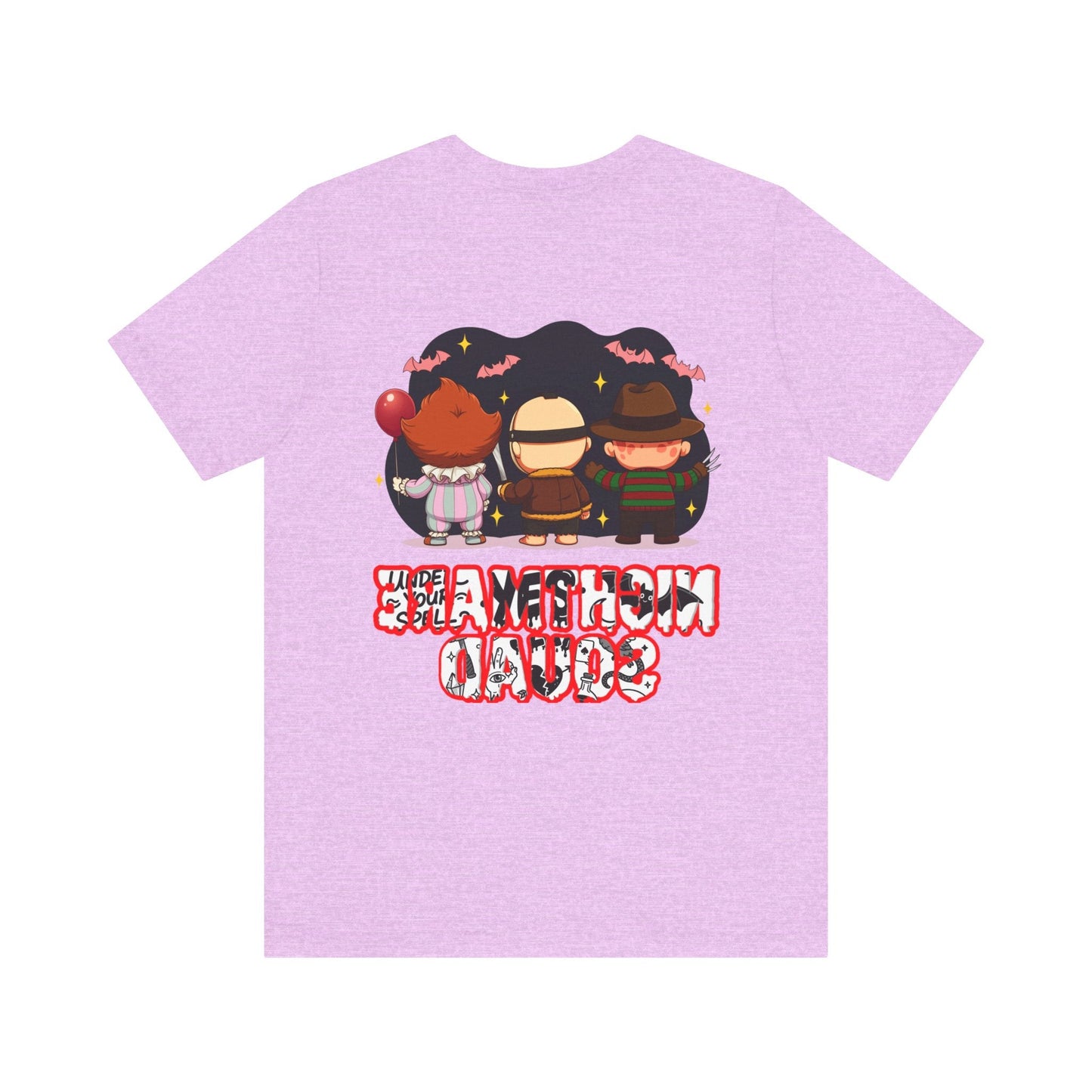 Nightmare Squad Spooky Trio Unisex T‑Shirt | Cute Halloween Graphic Tee | Soft Cotton Front & Back Print – Custom T-Shirt by PixelCraft360, unique decoration for events and special gifts