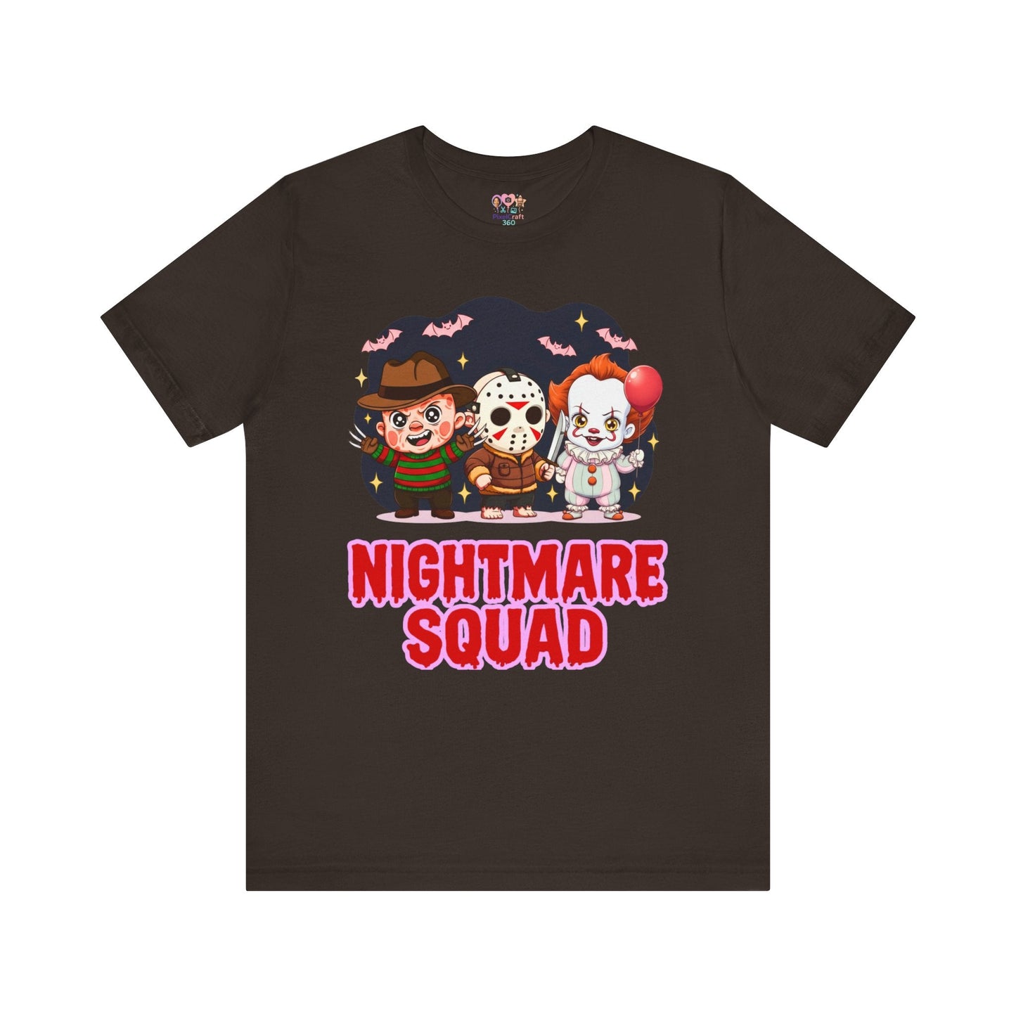 Nightmare Squad Spooky Trio Unisex T‑Shirt | Cute Halloween Graphic Tee | Soft Cotton Front & Back Print – Custom T-Shirt by PixelCraft360, unique decoration for events and special gifts