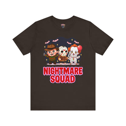 Nightmare Squad Spooky Trio Unisex T‑Shirt | Cute Halloween Graphic Tee | Soft Cotton Front & Back Print – Custom T-Shirt by PixelCraft360, unique decoration for events and special gifts
