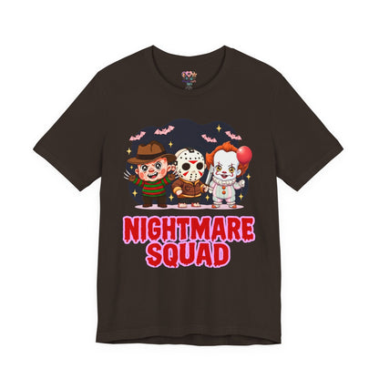 Nightmare Squad Spooky Trio Unisex T‑Shirt | Cute Halloween Graphic Tee | Soft Cotton Front & Back Print – Custom T-Shirt by PixelCraft360, unique decoration for events and special gifts