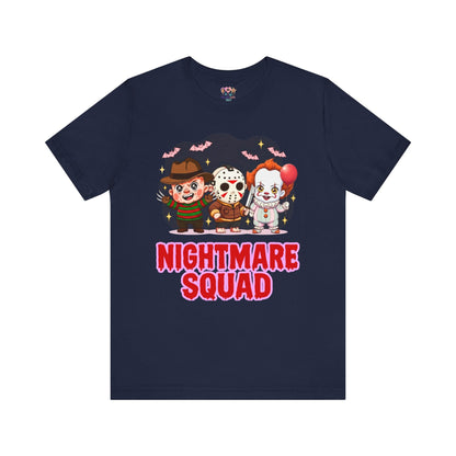 Nightmare Squad Spooky Trio Unisex T‑Shirt | Cute Halloween Graphic Tee | Soft Cotton Front & Back Print – Custom T-Shirt by PixelCraft360, unique decoration for events and special gifts