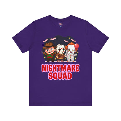 Nightmare Squad Spooky Trio Unisex T‑Shirt | Cute Halloween Graphic Tee | Soft Cotton Front & Back Print – Custom T-Shirt by PixelCraft360, unique decoration for events and special gifts