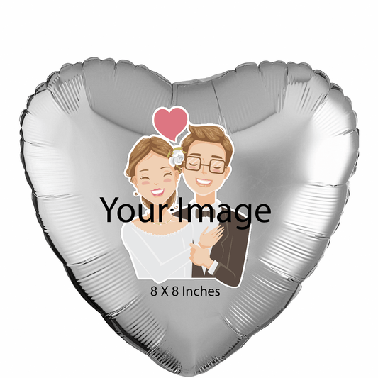 Personalized Heart Foil Balloons 17" - (Add Your Image & Message) – Custom Foil Balloon by PixelCraft360, unique decoration for events and special gifts
