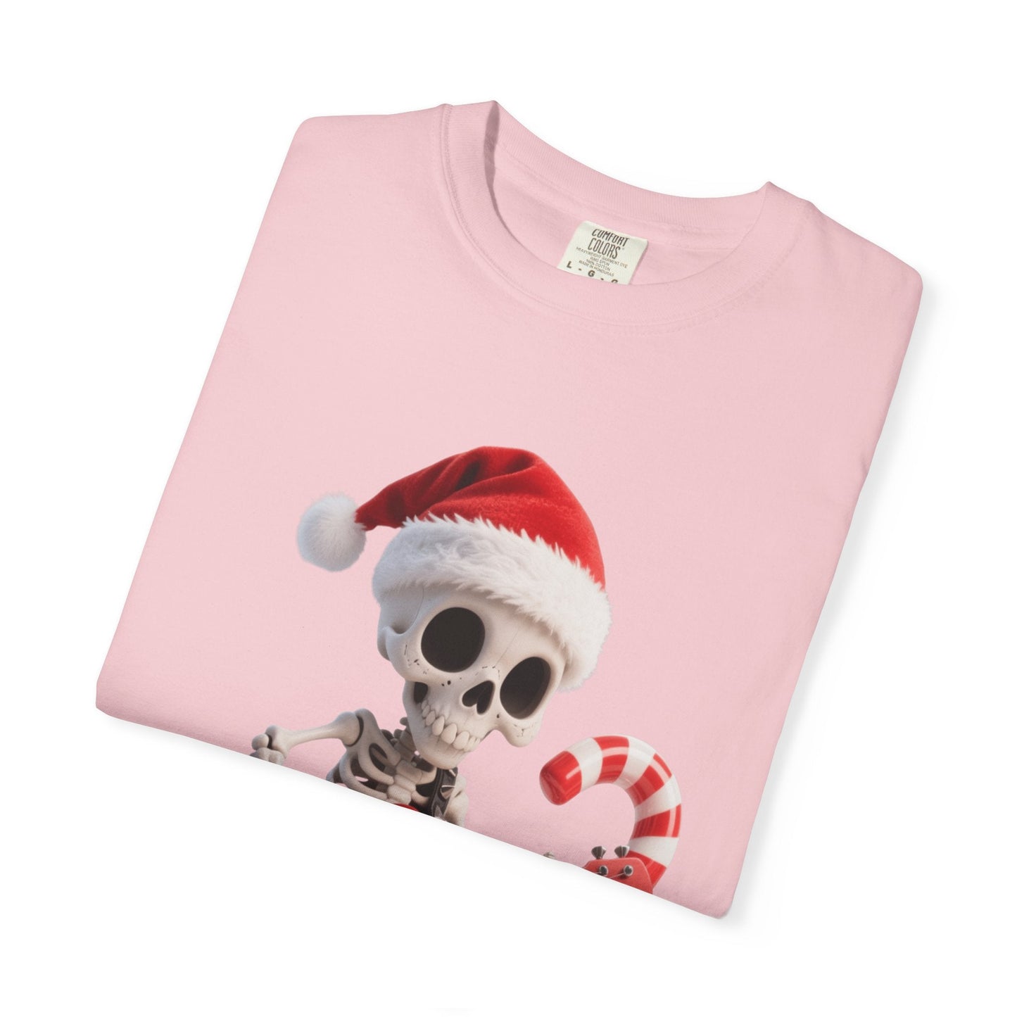 Rockin' Bones Holiday Shred: Festive Skeleton Guitarist, 3D Digital Cartoon Illustration T-shirt – Custom T-Shirt by PixelCraft360, unique decoration for events and special gifts