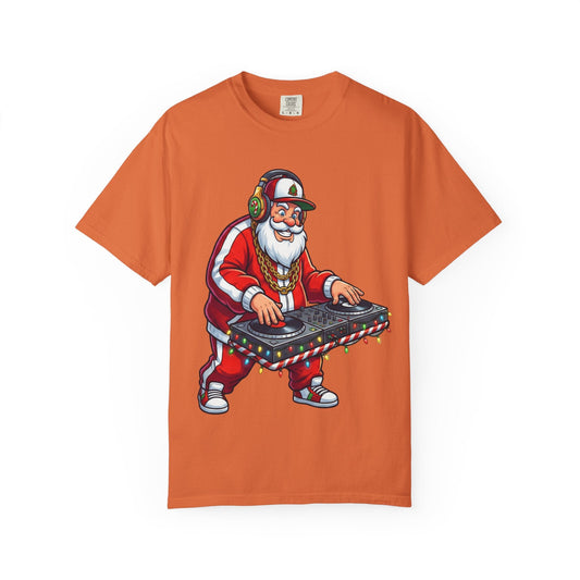 Santa Spins the Beats: Holiday Hip - Hop Remix, Urban Christmas VibesT-Shirt – Custom T-Shirt by PixelCraft360, unique decoration for events and special gifts