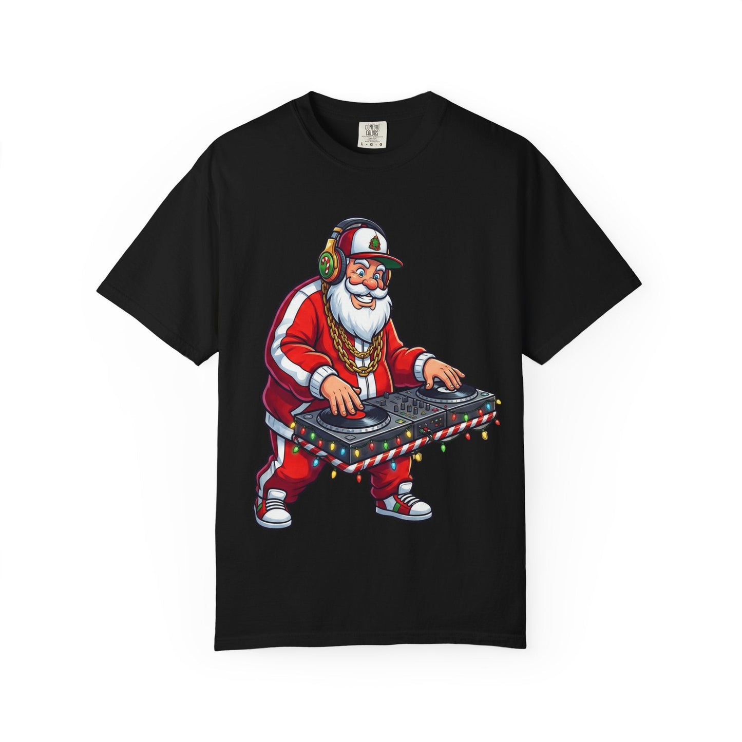Santa Spins the Beats: Holiday Hip - Hop Remix, Urban Christmas VibesT-Shirt – Custom T-Shirt by PixelCraft360, unique decoration for events and special gifts