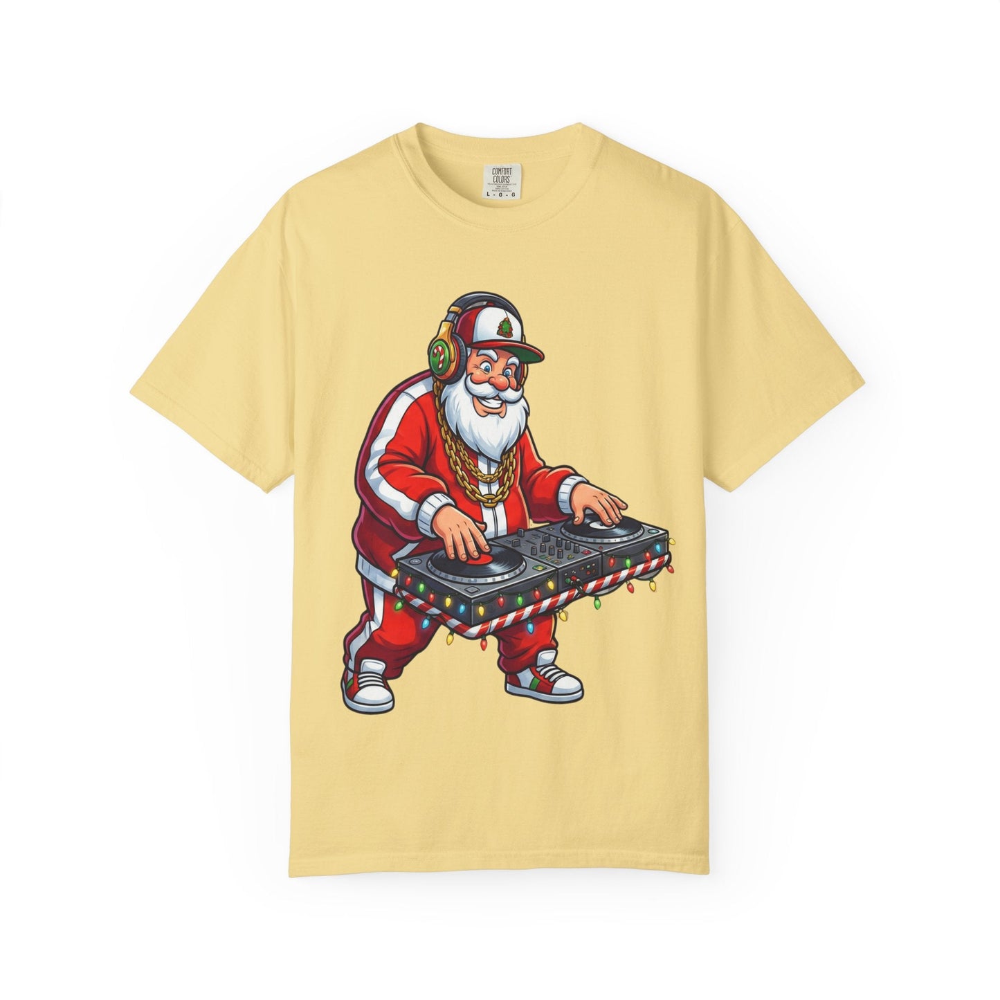 Santa Spins the Beats: Holiday Hip - Hop Remix, Urban Christmas VibesT-Shirt – Custom T-Shirt by PixelCraft360, unique decoration for events and special gifts