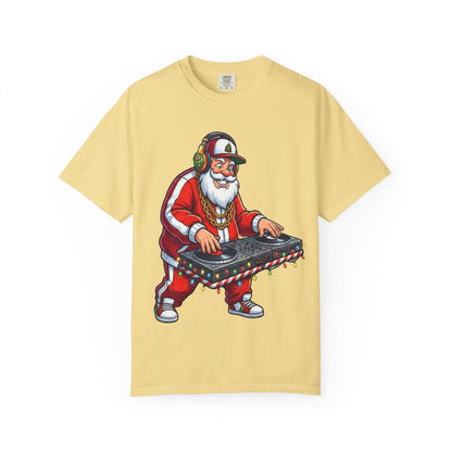 Santa Spins the Beats: Holiday Hip - Hop Remix, Urban Christmas VibesT-Shirt – Custom T-Shirt by PixelCraft360, unique decoration for events and special gifts