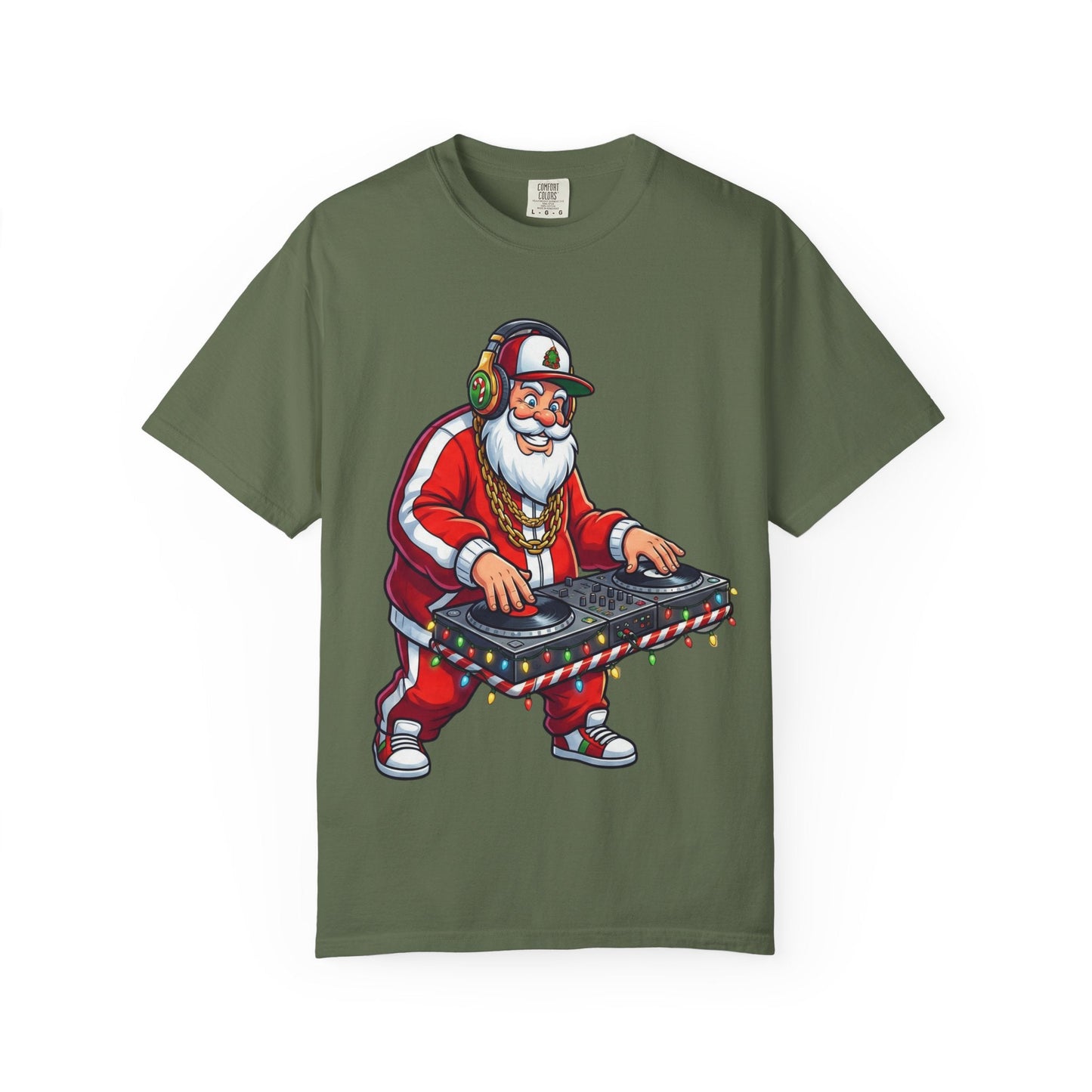 Santa Spins the Beats: Holiday Hip - Hop Remix, Urban Christmas VibesT-Shirt – Custom T-Shirt by PixelCraft360, unique decoration for events and special gifts