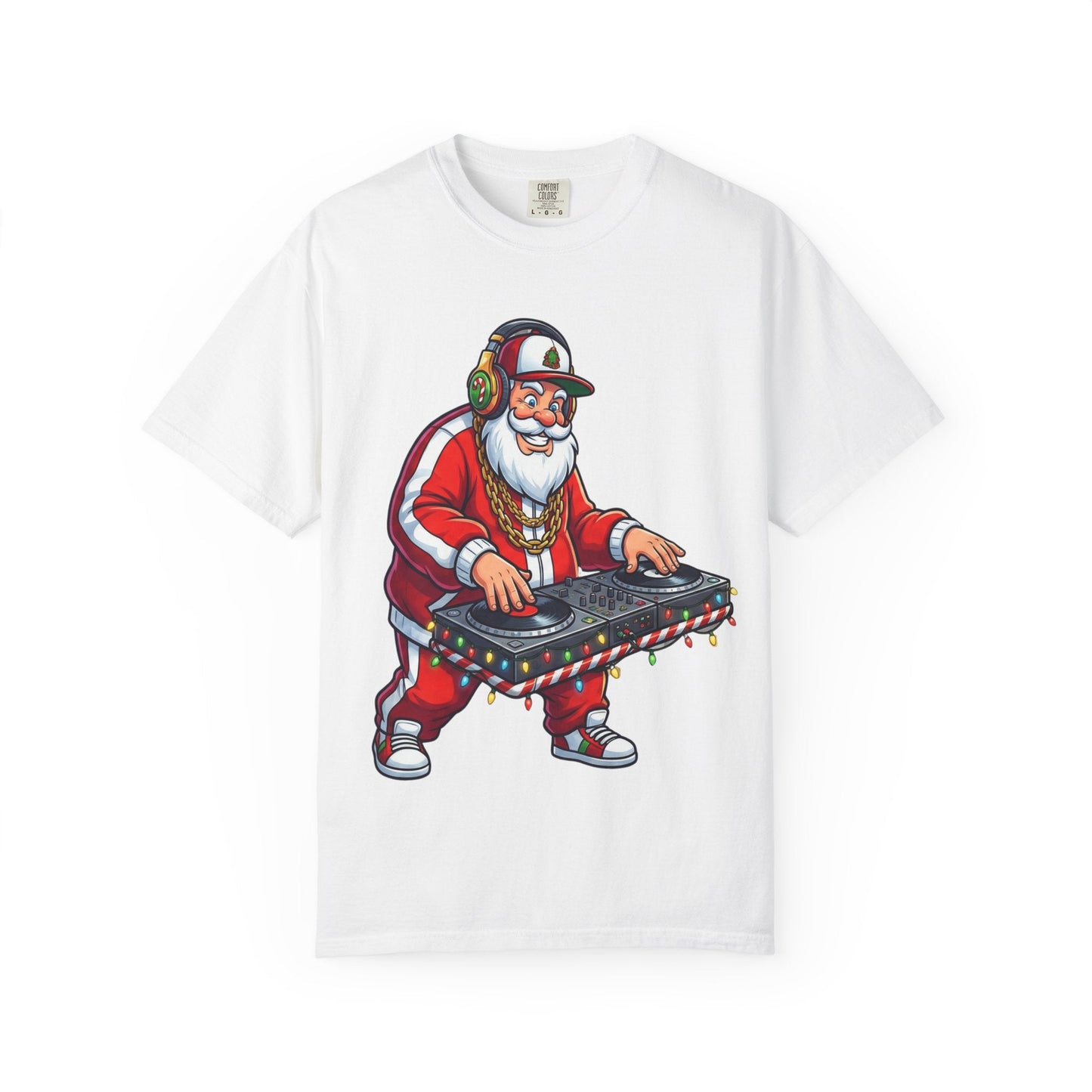Santa Spins the Beats: Holiday Hip - Hop Remix, Urban Christmas VibesT-Shirt – Custom T-Shirt by PixelCraft360, unique decoration for events and special gifts