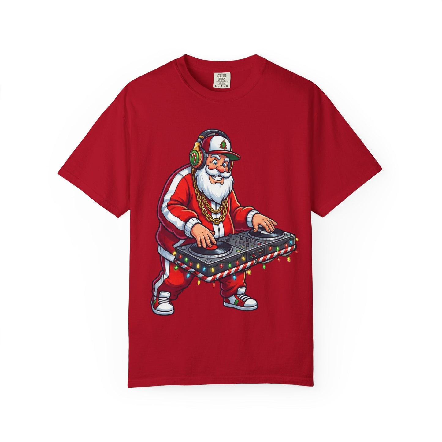 Santa Spins the Beats: Holiday Hip - Hop Remix, Urban Christmas VibesT-Shirt – Custom T-Shirt by PixelCraft360, unique decoration for events and special gifts