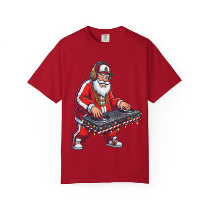 Santa Spins the Beats: Holiday Hip - Hop Remix, Urban Christmas VibesT-Shirt – Custom T-Shirt by PixelCraft360, unique decoration for events and special gifts